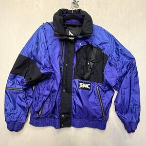 Vintage 1990s Serac Mens Jacket Color Block Ski Snowboarding XL Hideaway Hood